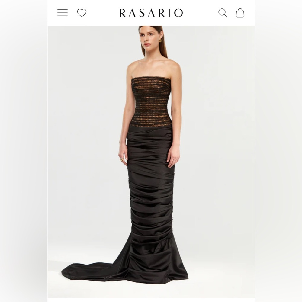 Designer Black Strapless Evening Gown-Rasario